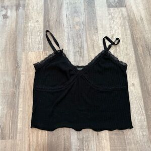 La Hearts Black Lace Trim Cami Top